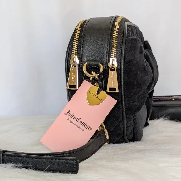 Juicy Couture Black Velvet Bow Crossbody Bag - Picture 5 of 13